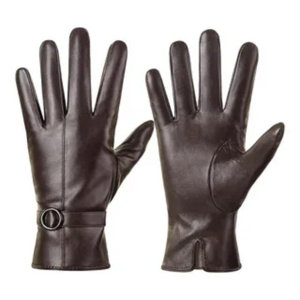 Genuine Leather Gloves Dark Brown