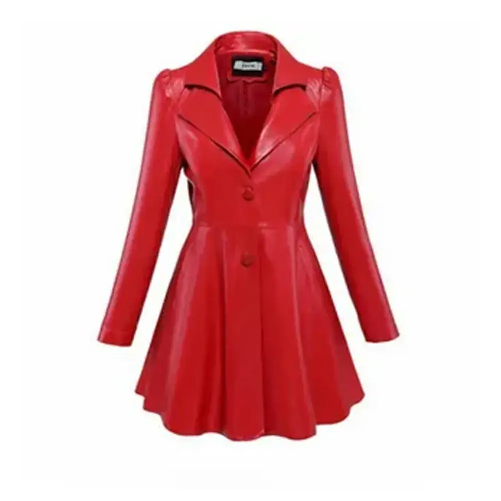 Leather Coat Dark Red