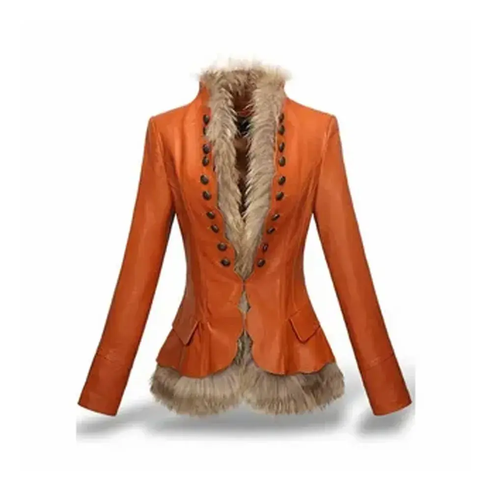Leather Coat Orange